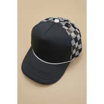 Checkered Mesh Trucker Hat