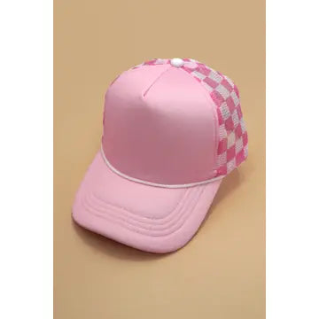 Checkered Mesh Trucker Hat