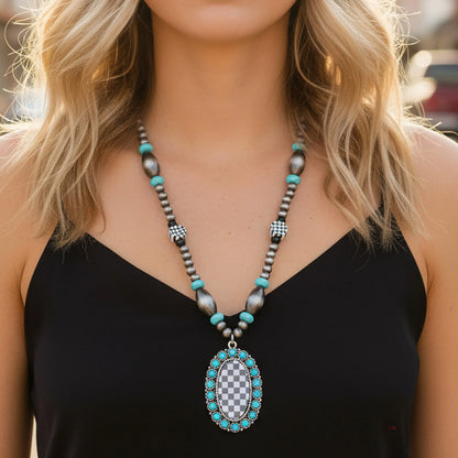 N - Checkered Pendant