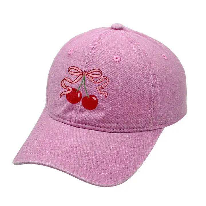 Cherry Bow Emproidered Cap