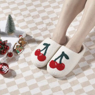 Cherry Fluffy House Slippers