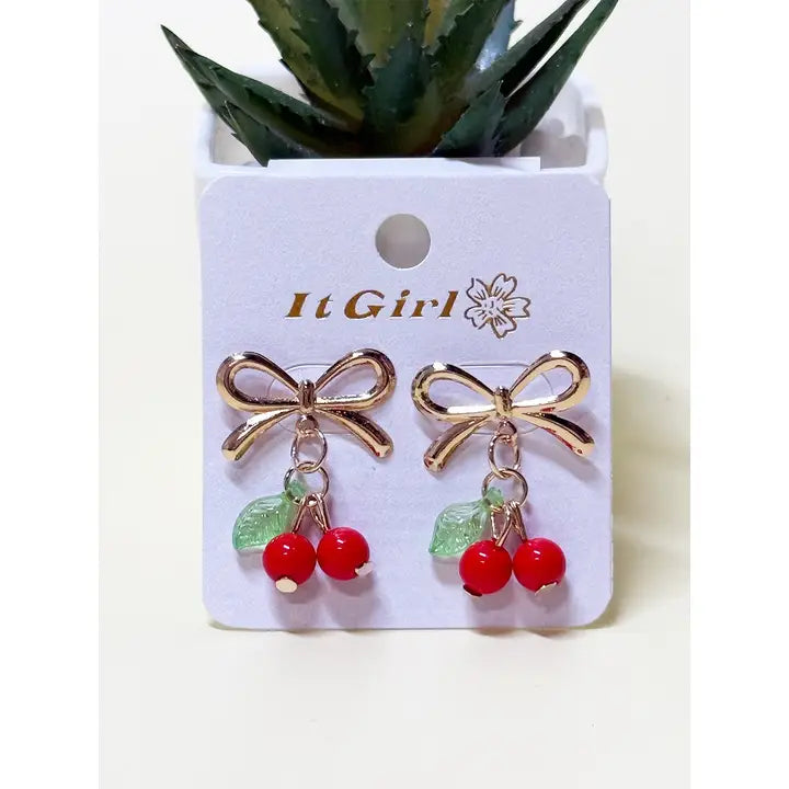 Cherry On A Bow Earrings
