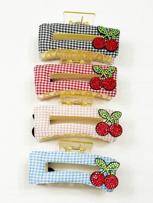 Cherry Patch Fabric Hair Claw Clip