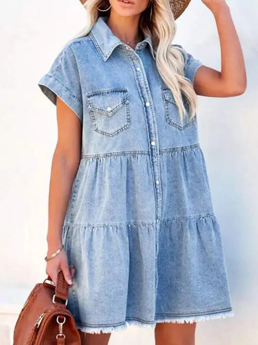 Chic Denim Button Dress
