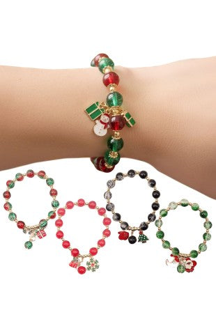 Christmas Beaded Stretch Bracelet