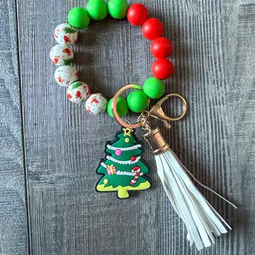 Christmas Silicone Beaded Keychian