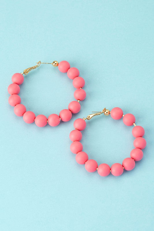 Clay Bead Hoop Earrings