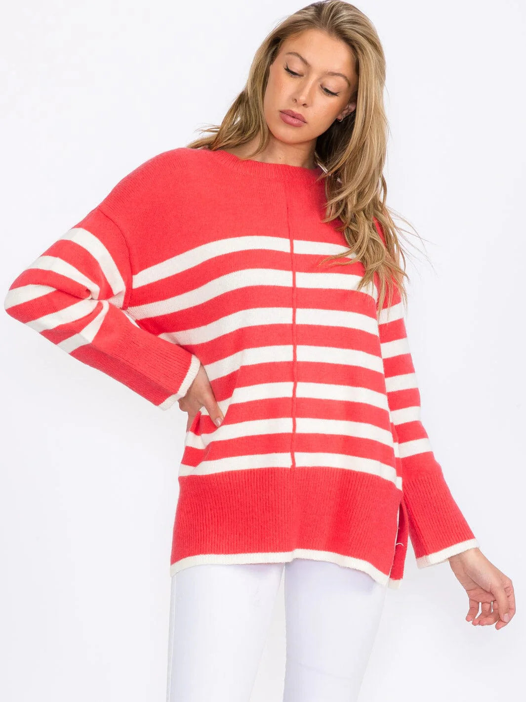 Colorblock Stripes  Pullover Sweater