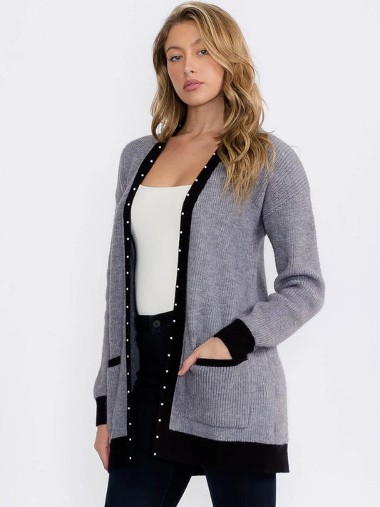 Colorblock Trim Detail Cardigan