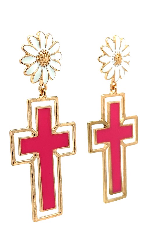 Colorful Cross Earrings