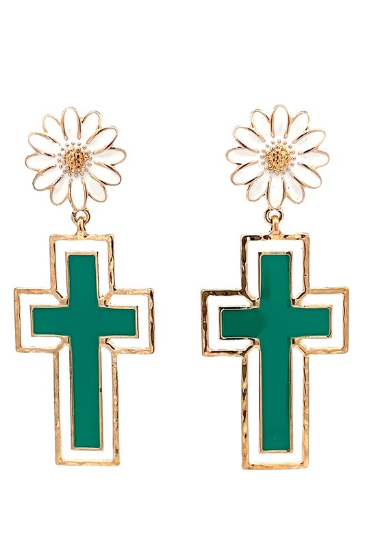 Colorful Cross Earrings