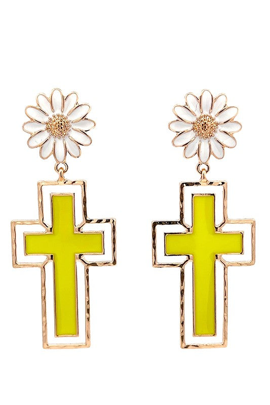 Colorful Cross Earrings