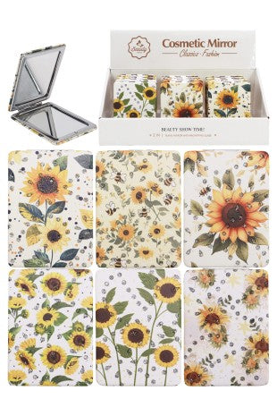 Compact Mirror - Glittery Sunflower