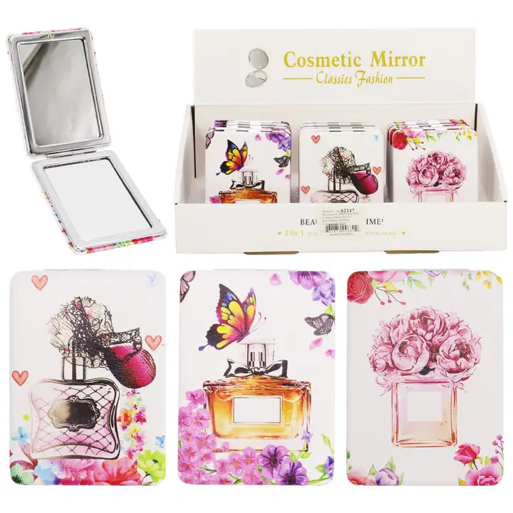 Compact Mirror - Perfume Floral Makeup