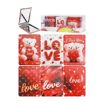 Compact Mirror - Red Valentine's Glitter