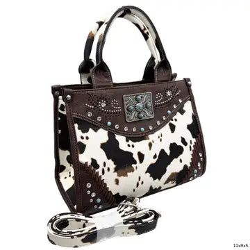 Concho Cow Print Weekend Crossbody