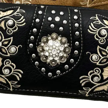 Concho Floral Crossbody Wallet