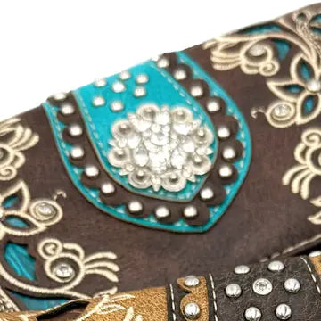 Concho Floral Crossbody Wallet