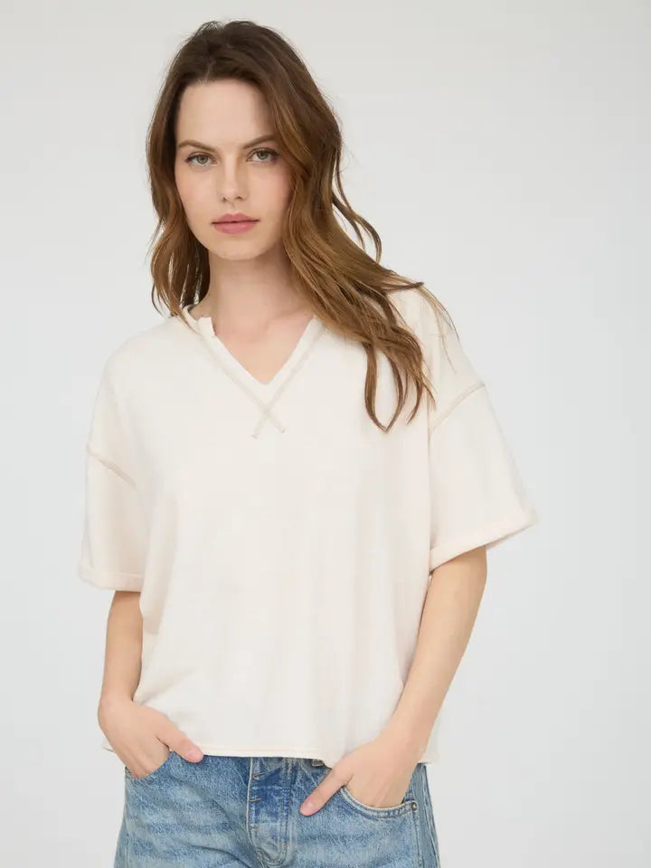 Contrast Stitch Drop Shoulder Top