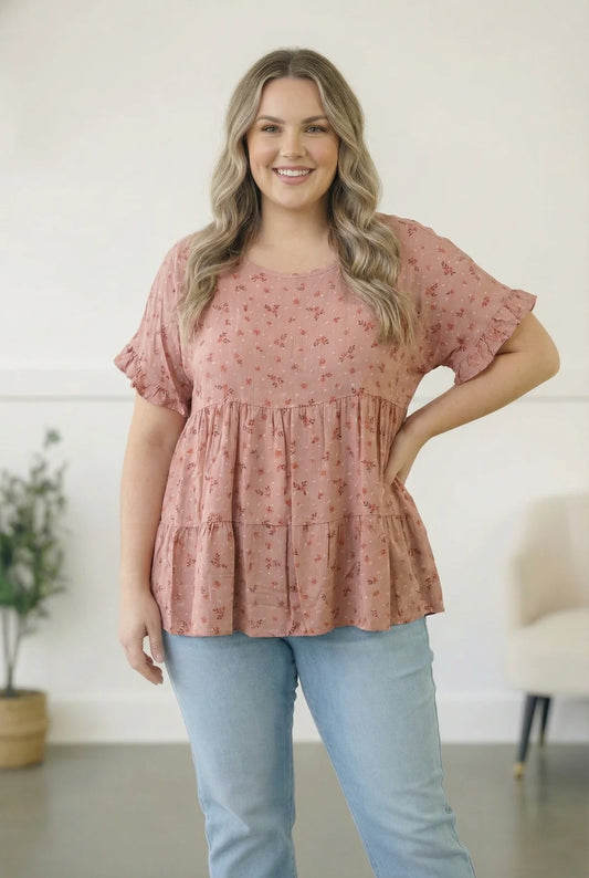 Coral Floral Woven Blouse