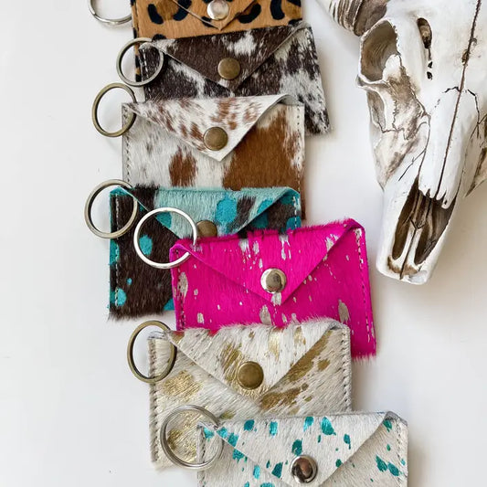 Cowhide Credit Card Holder Keychain