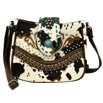 Crown Buckle Western Crossbody Bucket Bag