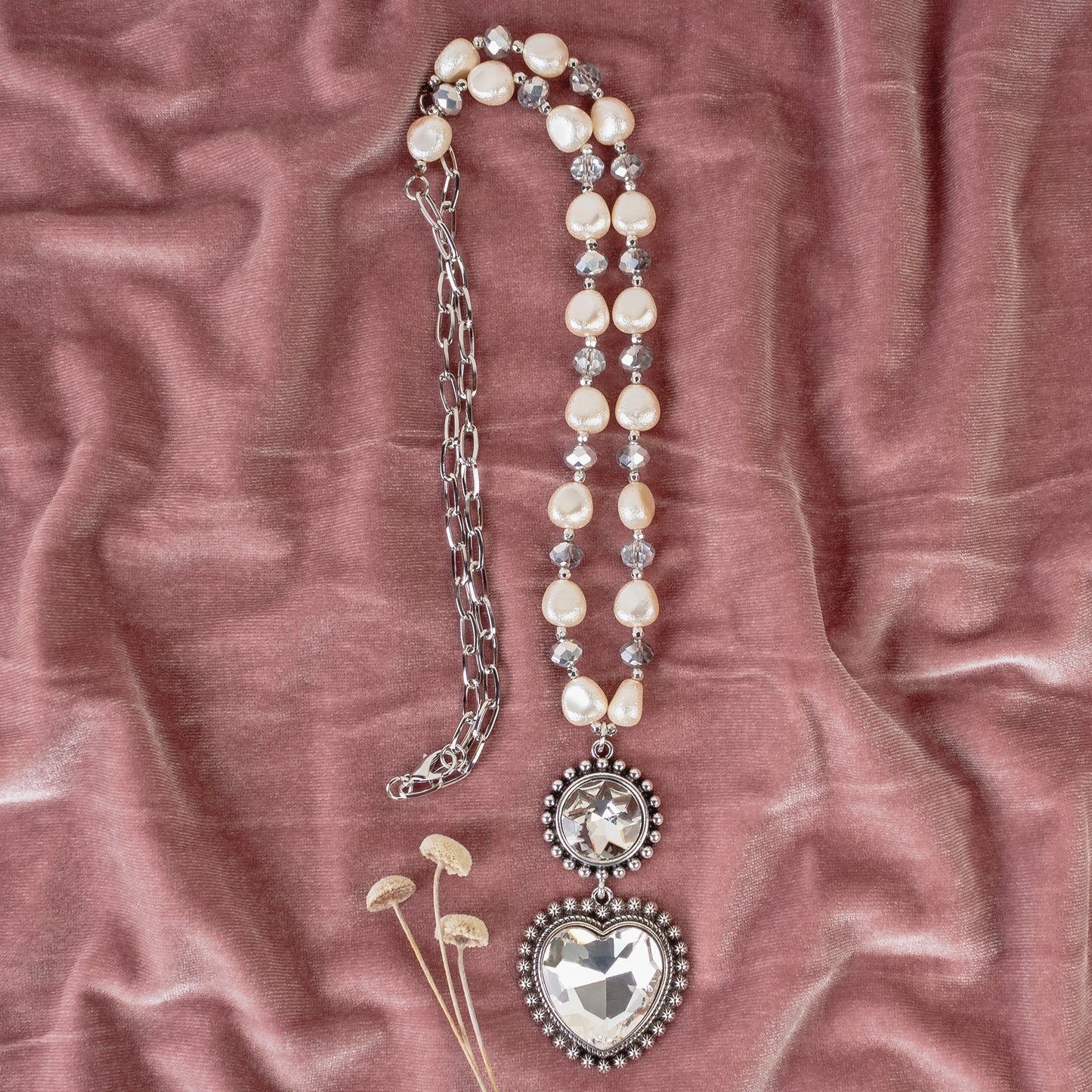 N - Crystal & Pearl Heart