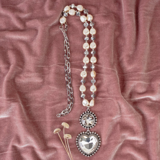 N - Crystal & Pearl Heart