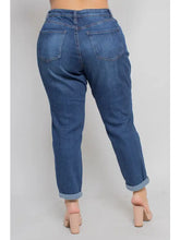 Load image into Gallery viewer, Curvy High Waisted Cuffed Mom Jeans
