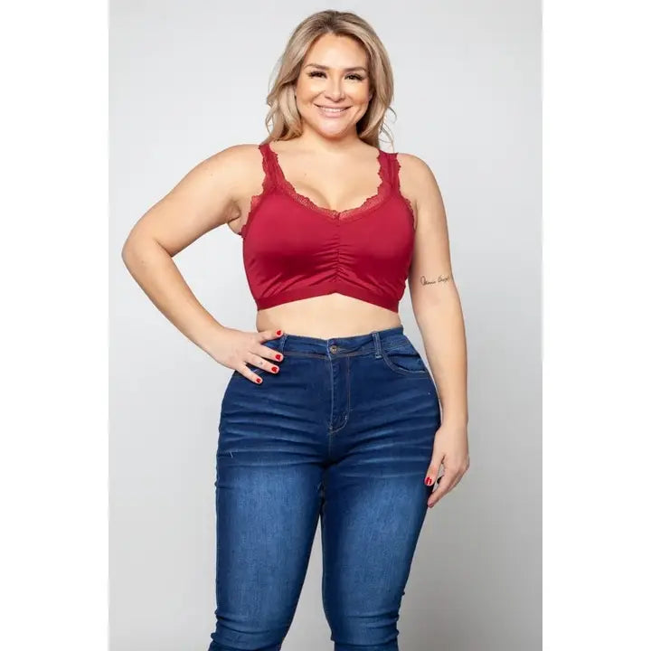 Curvy Lace Trim Bra