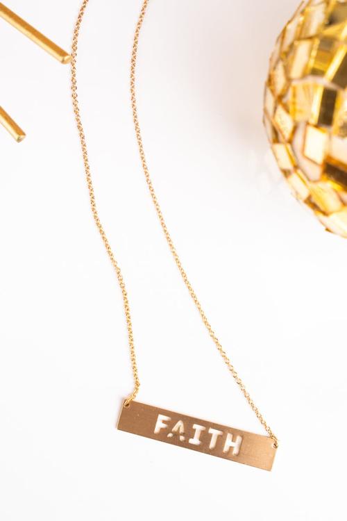 Cut Out Faith Bar Necklace