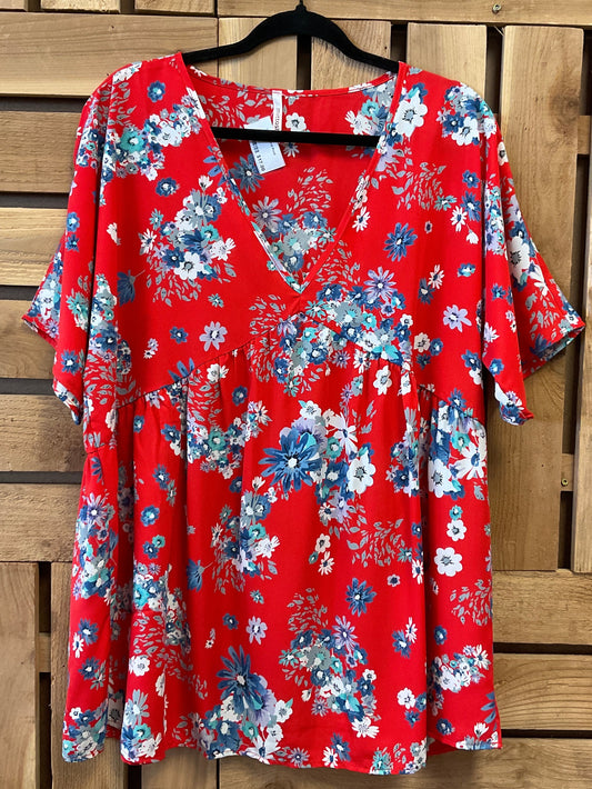 Curvy Floral Print Blouse