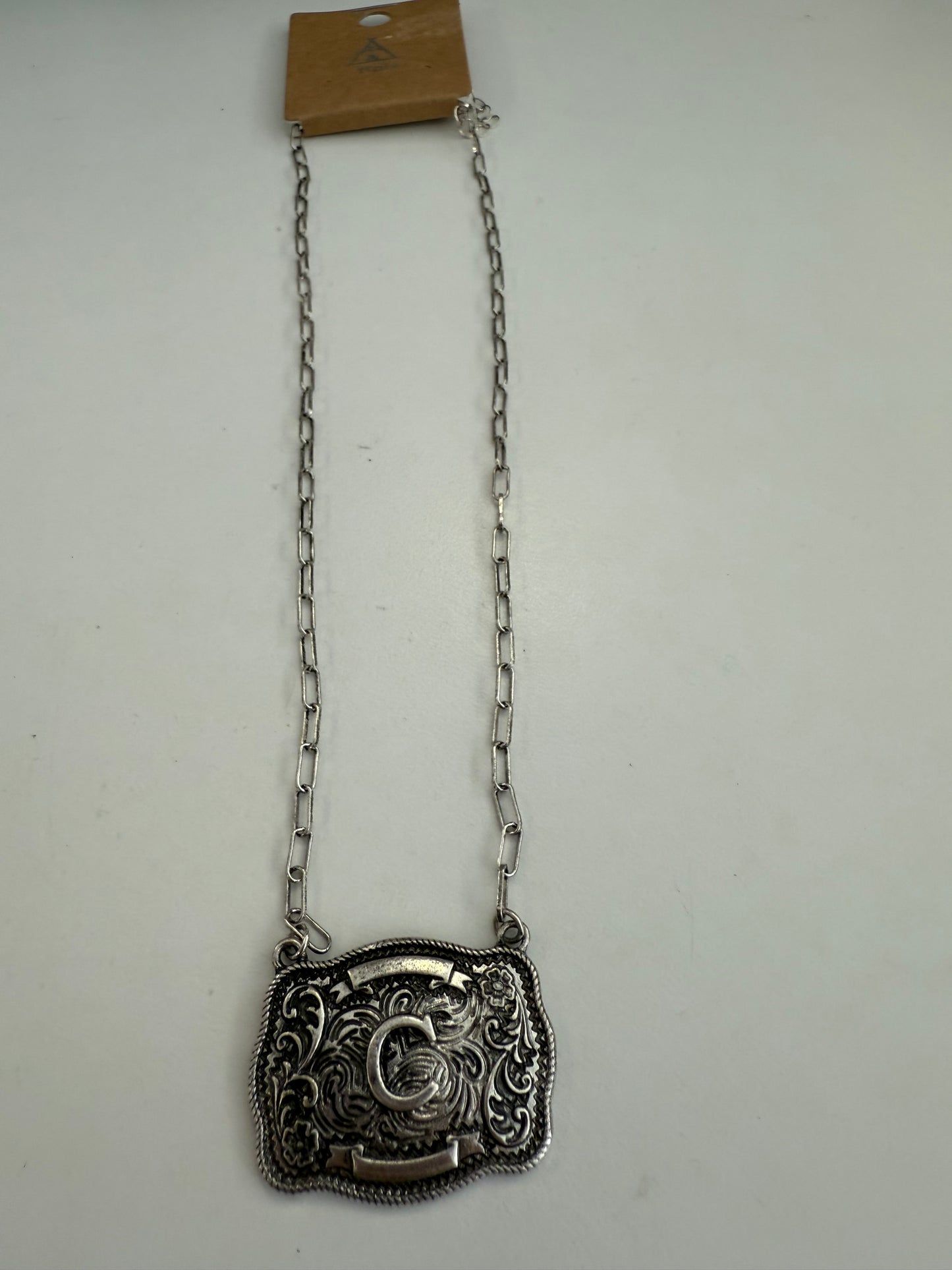 Beltbuckle Initial Necklace