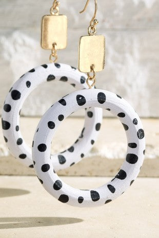 Dalmatian Wood Hoop Earrings