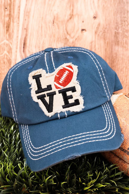 Distressed Football Love Cap