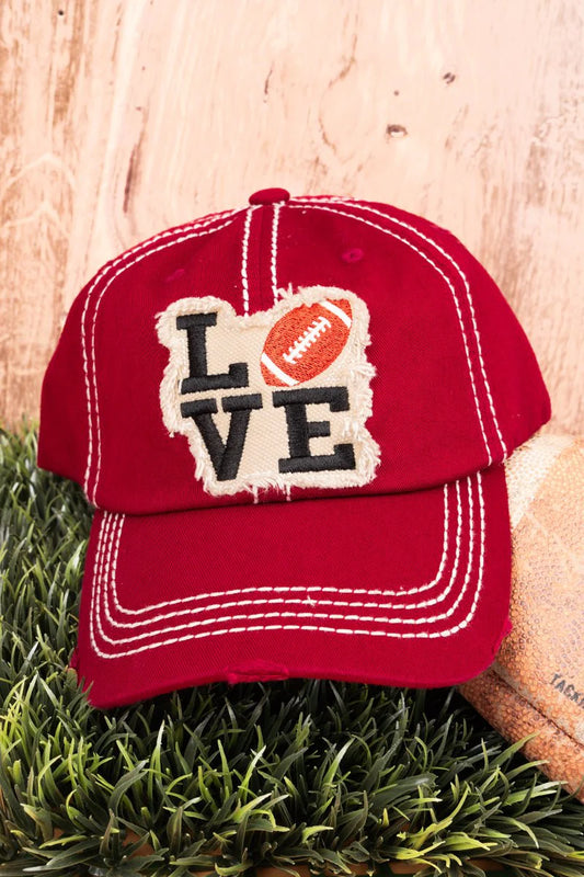 Distressed Football Love Cap