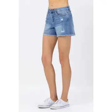Distressed Hi Waist Shorts