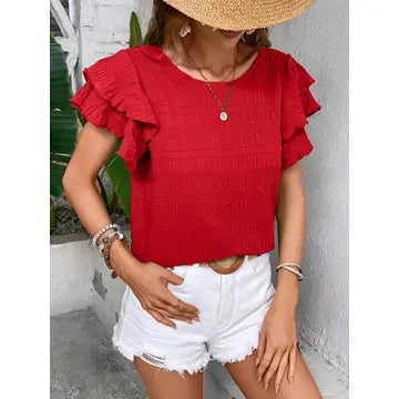 Double Ruffle Sleeve Top