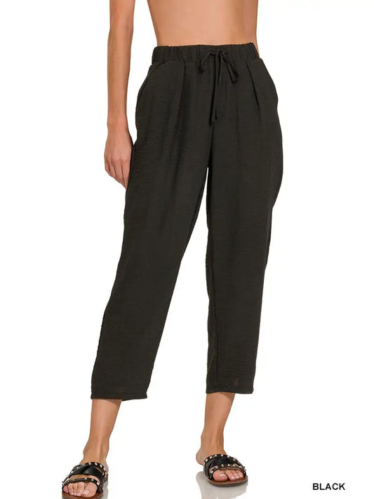 Drawstring Elastic Waist Pants