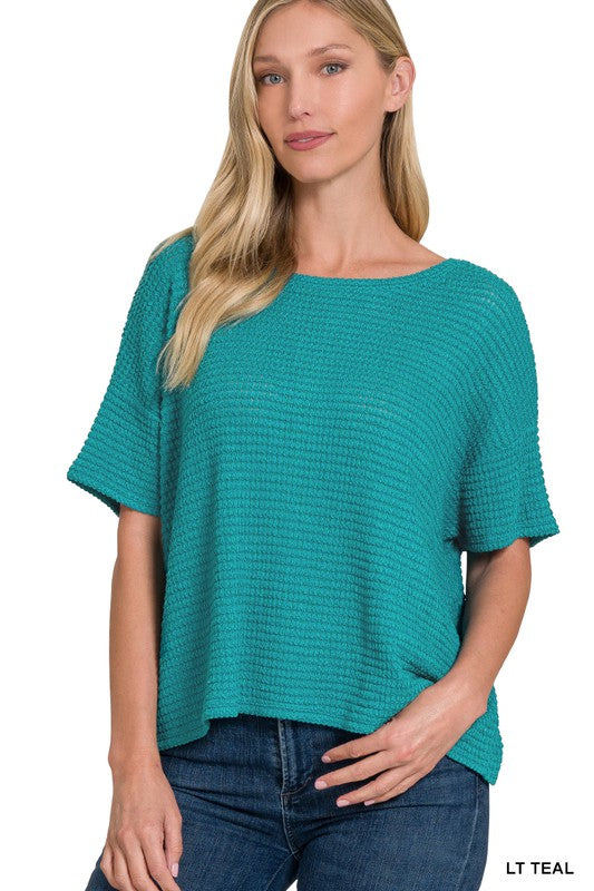 Drop Shoulder Jacquard SS Sweater