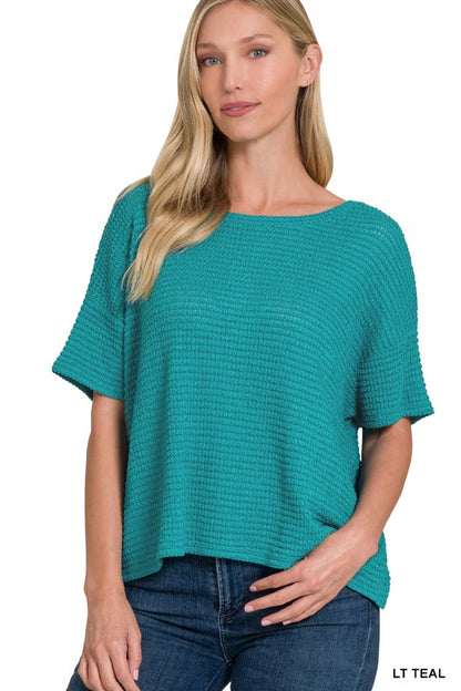 Drop Shoulder Jacquard SS Sweater
