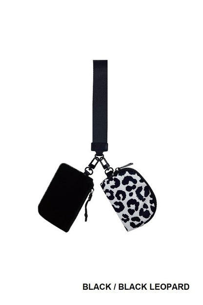 Dual Pouch Wristlet Keychain Wallet