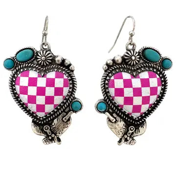 E - Checkered Western Heart