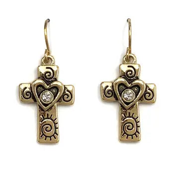 E - Cross Heart Rhinestone