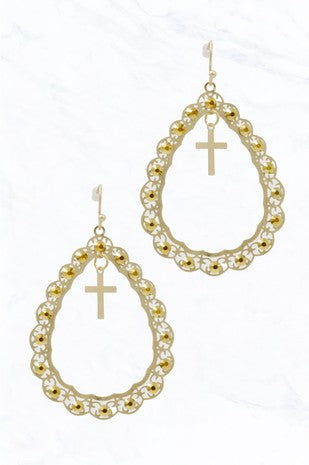 E - Filigree Teardrop Cross