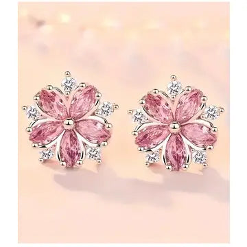 E - Pink Crystal Flower Set