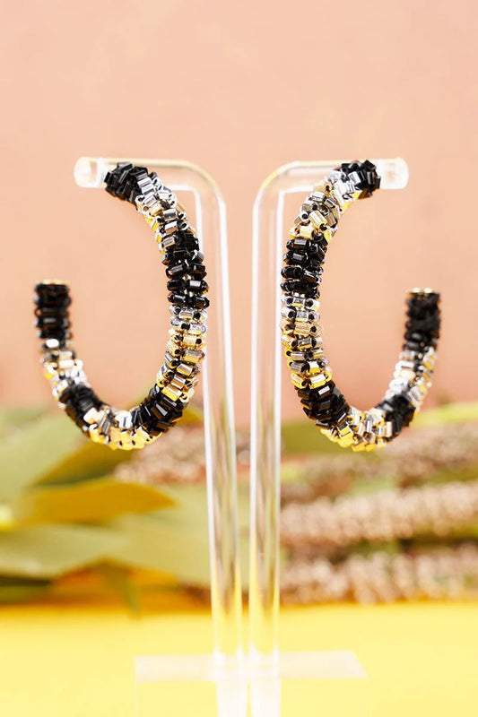 E - Seed Bead Wrapped Hoops
