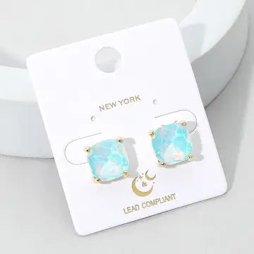 E - Square Stone Stud
