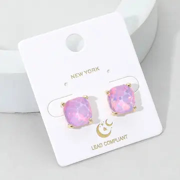 E - Square Stone Stud