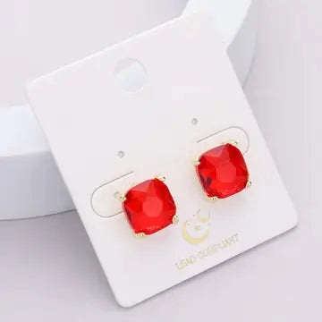 E - Square Stone Stud